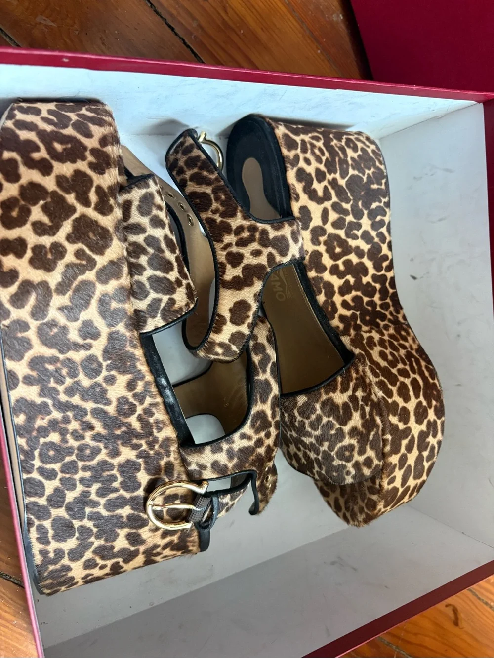 Salvatore Ferragamo Leopard-Print Platform Sandals - Brown & Black